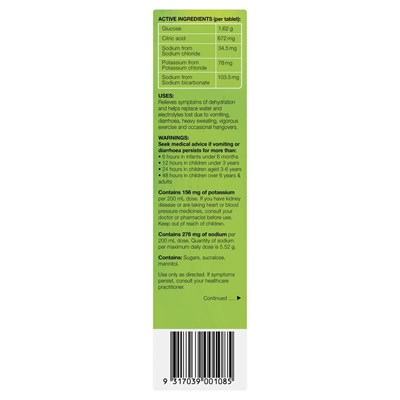 Hydralyte Effervescent Lemon Lime 20 Tablets