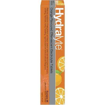 Hydralyte Orange Effervescent Electrolyte 20 Tablets