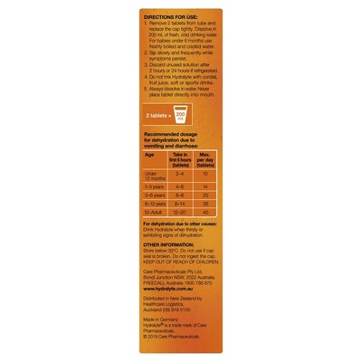 Hydralyte Orange Effervescent Electrolyte 20 Tablets