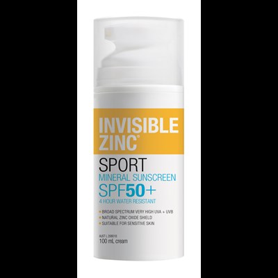 Invisible Zinc Sport Mineral Sunscreen SPF 50+ 100mL