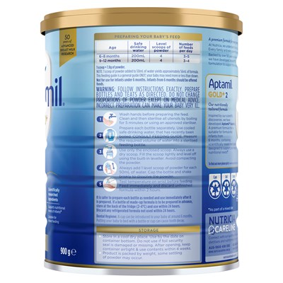 Aptamil Gold+ 2 Baby Follow-On Formula From 6-12 Months 900g