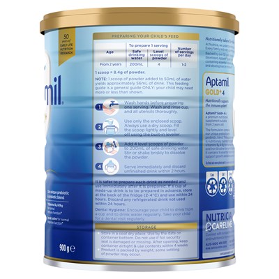 Aptamil Gold+ 4 Junior Nutritional Supplement Milk Drink From 2 Years 900g