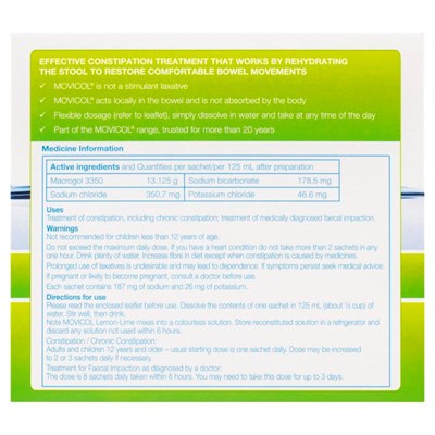 MOVICOL Lemon-Lime Flavour 8 x 13g Sachet