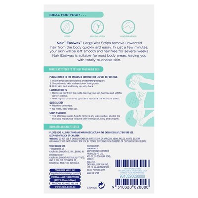Nair Easiwax Strips 20 Pack