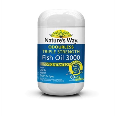 Nature's Way Odourless Triple Strength Fish Oil 3000 60+10 Capsules