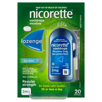 Nicorette Cooldrops Lozenge Icy Mint Regular Strength 20 Pack