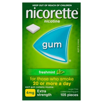 Nicorette Gum Extra Strength 4mg Freshmint 105 Pack