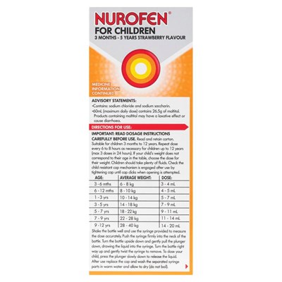 Nurofen For Children 3months-5years Strawberry 200mL