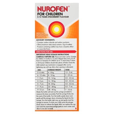 Nurofen For Children 5-12yrs Strawberry 100mL