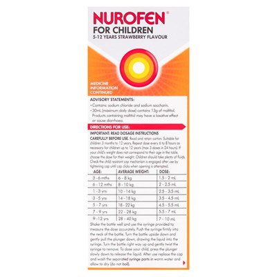 Nurofen For Children 5-12yrs Strawberry 200mL