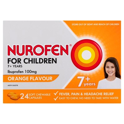 Nurofen For Children 7+Years 24 Orange Chewable Capsules