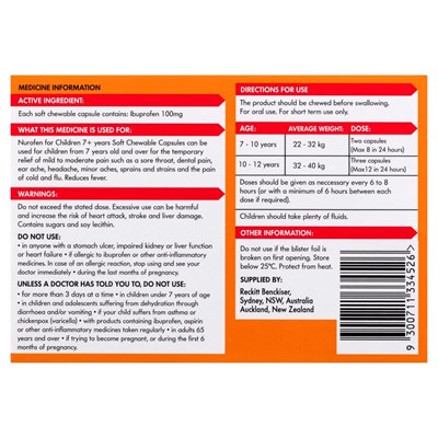 Nurofen For Children 7+Years 24 Orange Chewable Capsules
