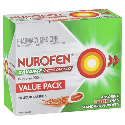 Nurofen Zavance Fast Pain Relief 200mg Ibuprofen 80 Liquid Capsules
