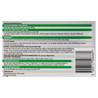 Nurofen Zavance Fast Pain Relief 256mg Ibuprofen 96 Caplets