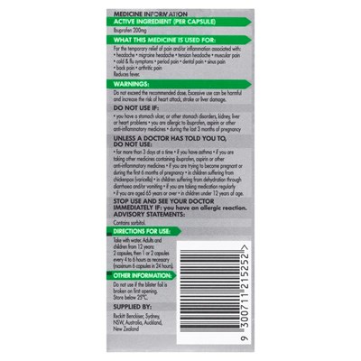 Nurofen Zavance Fast Pain Relief 200mg Ibuprofen 20 Liquid Capsules