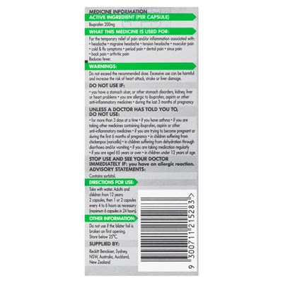 Nurofen Zavance Fast Pain Relief 200mg Ibuprofen 40 Liquid Capsules