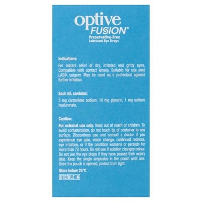 Optive Fusion Preservative-Free Lubricant Eye Drops 0.4mL 30pk