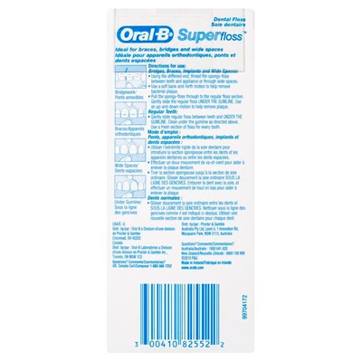 Oral-B Superfloss Dental Floss Pre-Cut Strands 50 pack