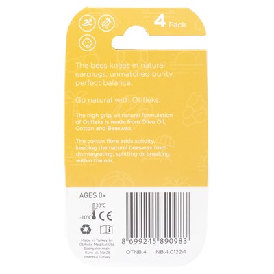 Otifleks Natural Beeswax Earplugs 4pk