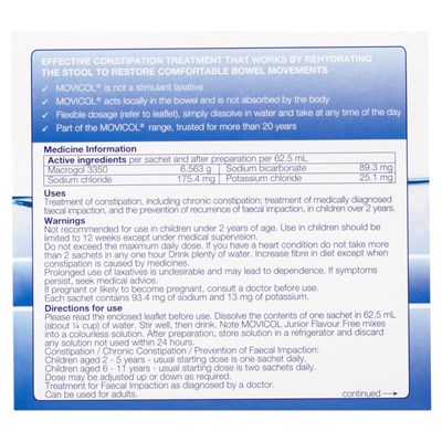 MOVICOL Junior Flavour Free 6.9g x 30 Sachets