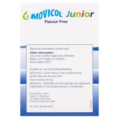 MOVICOL Junior Flavour Free 6.9g x 30 Sachets