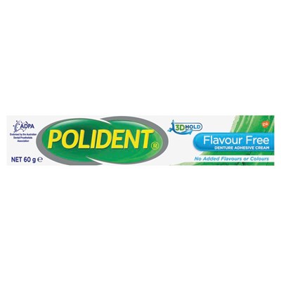 Polident Denture Adhesive Cream Flavour Free 60g