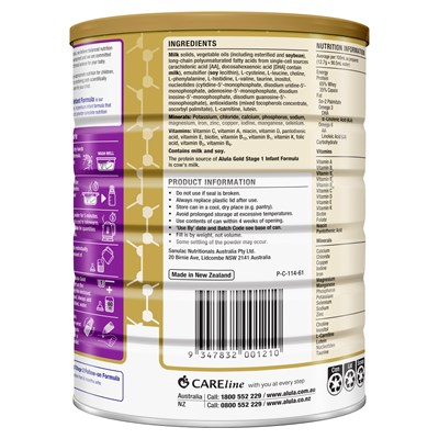 Alula Gold Stage 1 Newborn Infant Formula 0-6 Months 900g