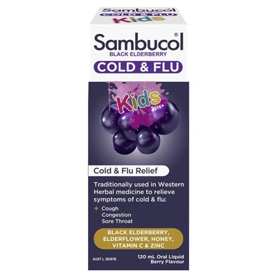 Sambucol Black Elderberry Cold & Flu Relief Kids Liquid 120mL