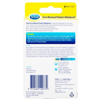 Scholl Corn Removal Plaster Washproof 8 Pack
