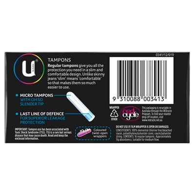 U by Kotex Tampons Regular 16 Pack