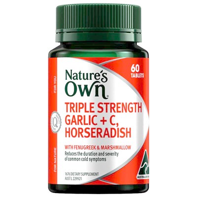 Nature's Own Triple Strength Garlic + C Horseradish 60 Tablets