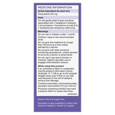 Dymadon Paracetamol for Kids 2-12 Yrs Orange 100mL