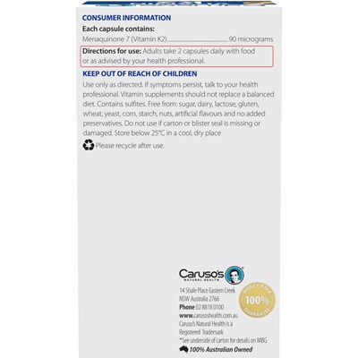 Caruso's Vitamin K2 60 Capsules