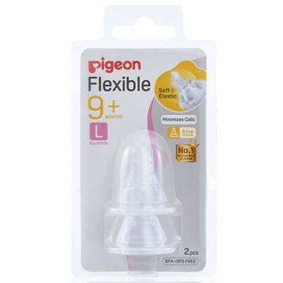 Pigeon Peristaltic Slim Neck Teat Large 2 Pack