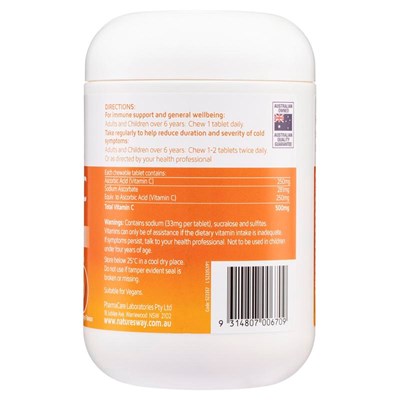 Nature's Way Sugarless Vitamin C 500mg 300 Tablets