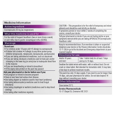 ApoHealth Esomeprazole 20mg 14 Tablets