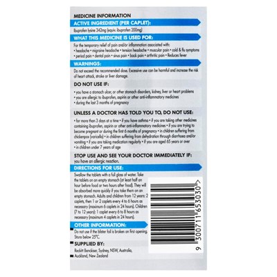 Nurofen Quickzorb Ibuprofen Lysine 342mg 24 Caplets