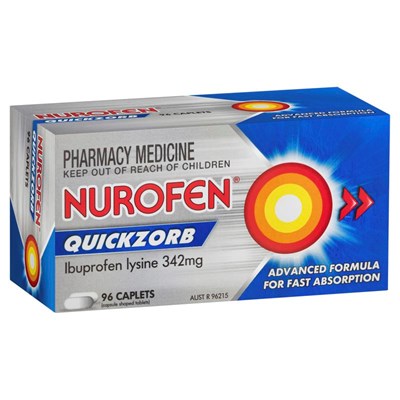 Nurofen Quickzorb Ibuprofen Lysine 342mg 96 Caplets