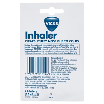 Vicks Inhaler Nasal Decongestant 2 Pack