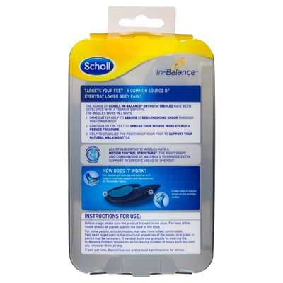 Scholl In-Balance Heel Orthotic Insole Large Size 9 - 11