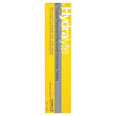Hydralyte Tropical Flavoured Effervescent Electrolyte Tablets 20 Pack