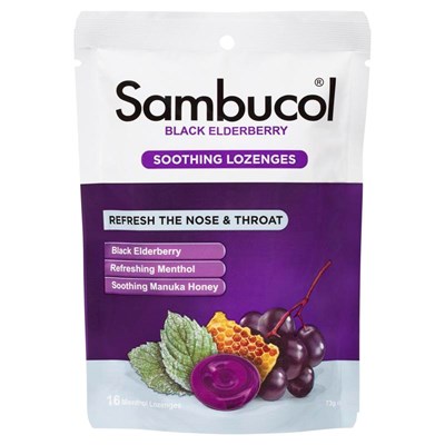 Sambucol Black Elderberry Menthol Throat Lozenges 16 Pack