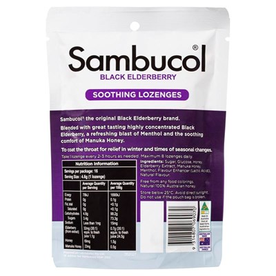 Sambucol Black Elderberry Menthol Throat Lozenges 16 Pack