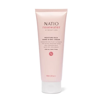 Natio Rosewater Hydration Moisture Rich Hand & Nail Cream 100mL