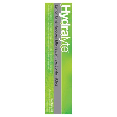 Hydralyte Lemon Lime Flavoured Effervescent Electrolyte Tablets 40 Pack
