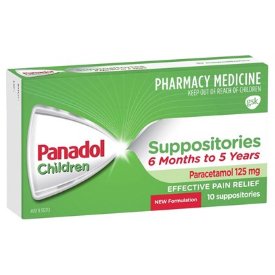 Panadol Children Suppositories 125mg 10 Pack