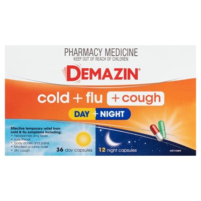 Demazin Cold + Flu + Cough Day + Night 48 Capsules