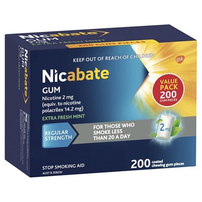 Nicabate Extra Fresh Mint Gum 2mg 200 Pack