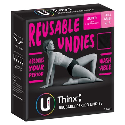 U by Kotex Thinx Reusable Period Undies Briefs Size 6-8