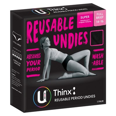 U By Kotex Thinx Reusable Period Undies Briefs Size 14-16